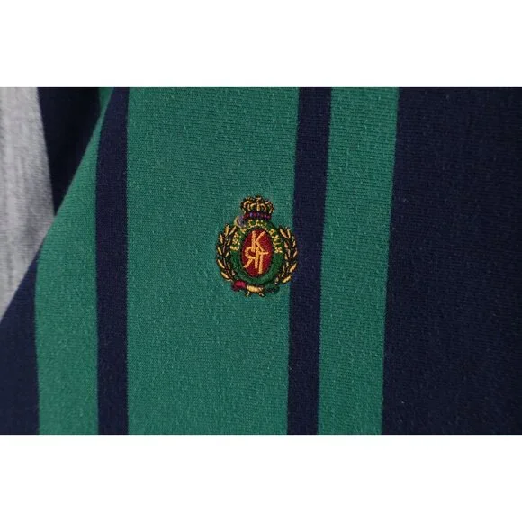 Vtg 90s Streetwear Mens Large Faded Striped Color Block Long Sleeve Rugby Polo - Picture 4 of 14